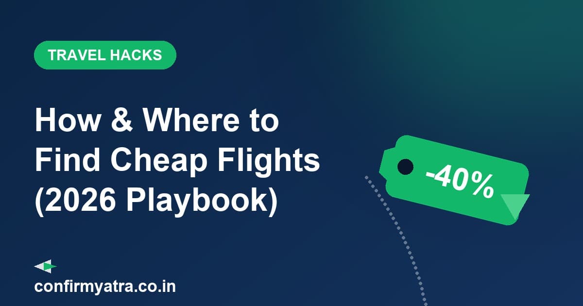 How and where to find cheap flights in 2026 — a green discount price tag showing the best sites and timing tricks for cheap airfare