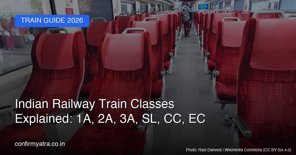 Indian Railway train classes explained — chair car seating inside a Vande Bharat coach