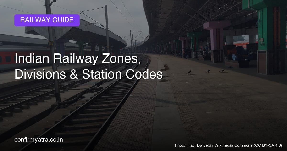 Map of India showing Indian Railway zone boundaries and rail network