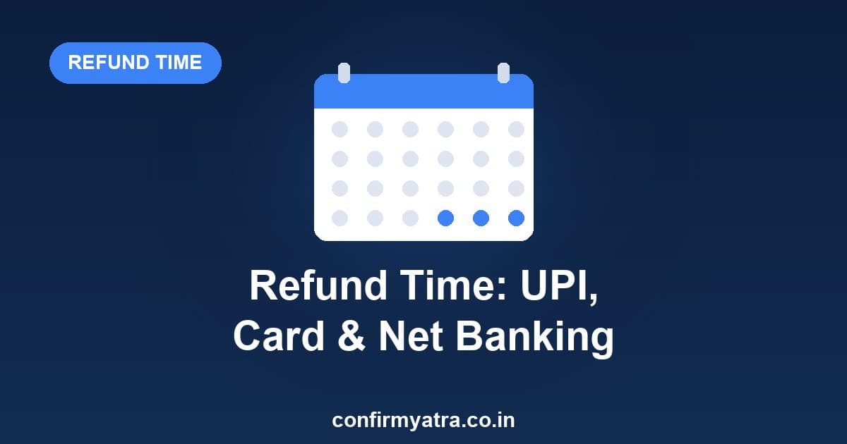 IRCTC refund time by payment method — UPI, card and net banking