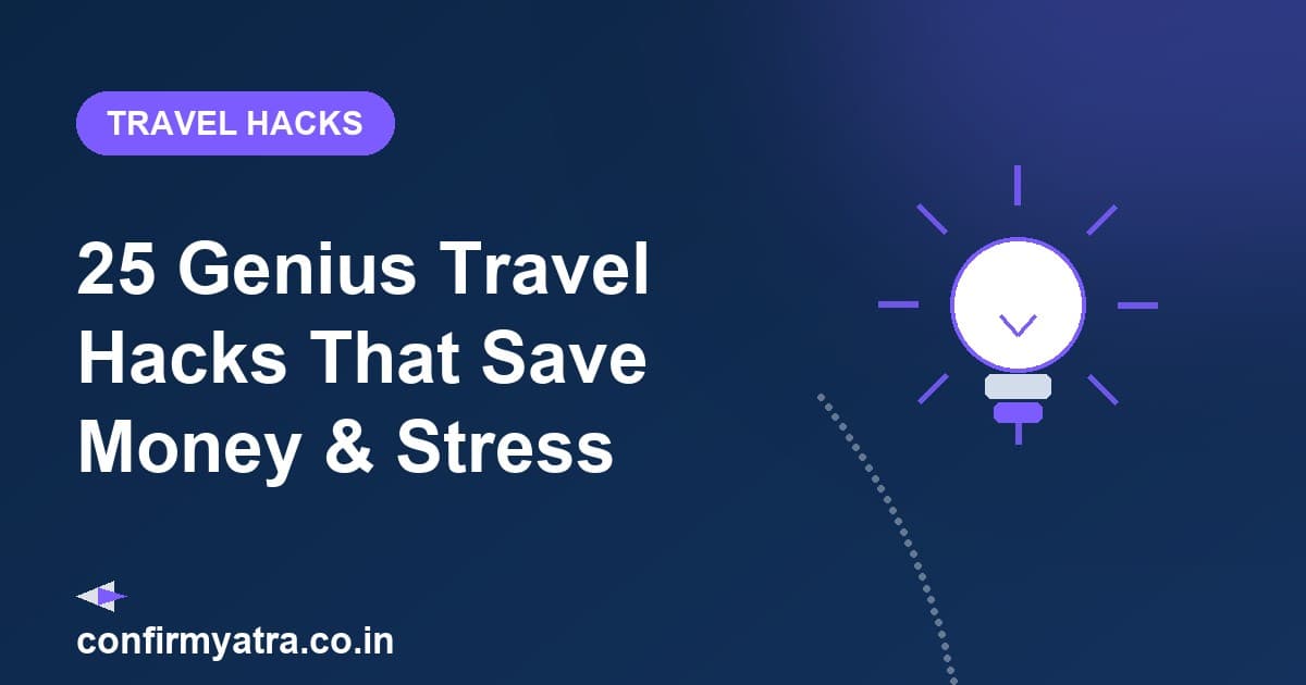 Travel hacks 2026 — a lightbulb of clever travel hacks to save money and stress while flying