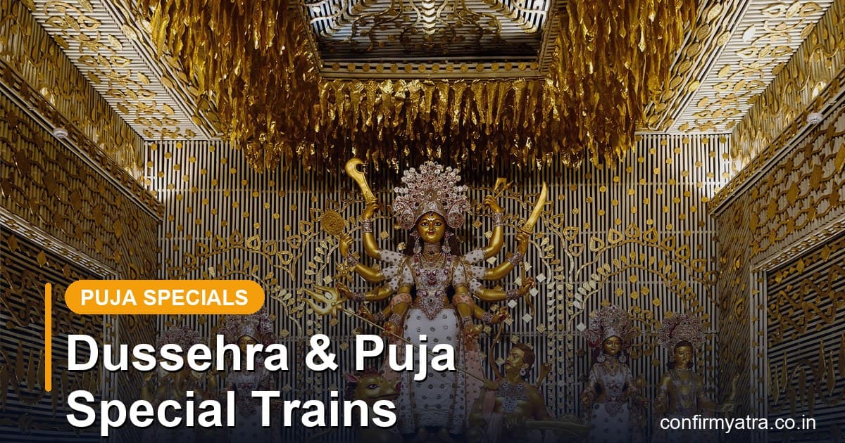 Dussehra and Durga Puja special trains — Durga idol in a Kolkata puja pandal