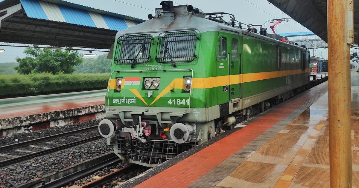 Modern electric train at Indian railway station