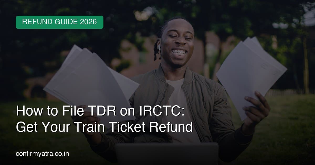 Filing a TDR on IRCTC for a train ticket refund with documents and a laptop