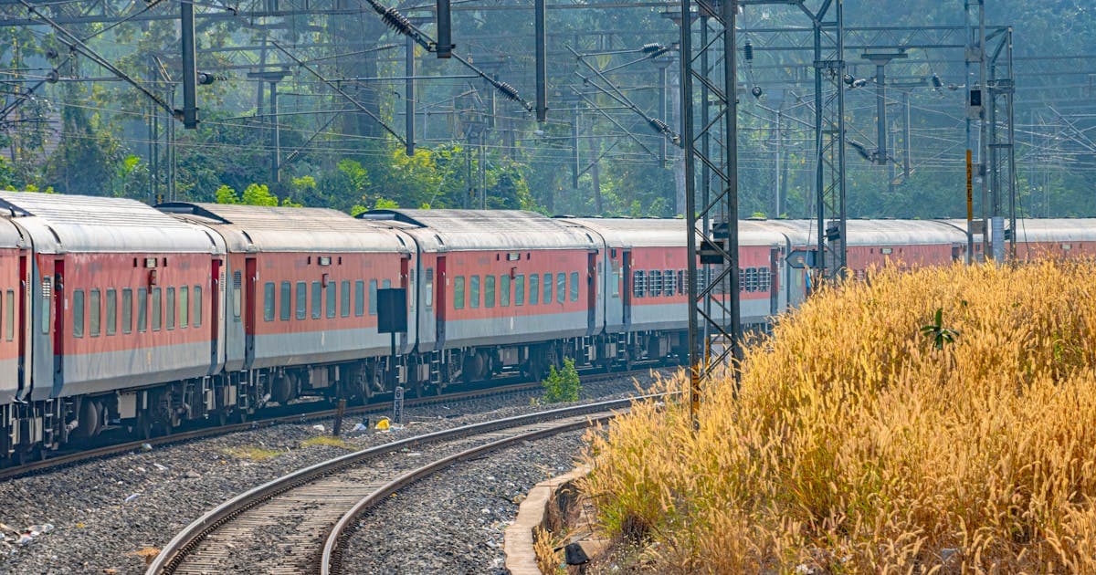 Indian Railways passenger train at Karnataka station