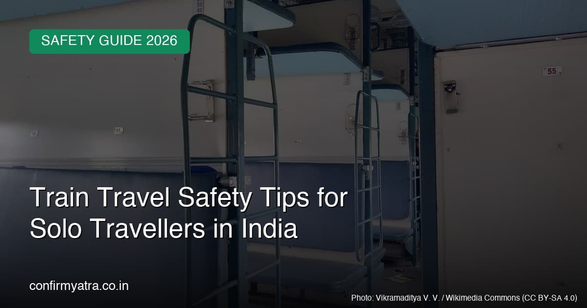 Train travel safety for solo travellers inside an Indian Railways sleeper coach with empty berths